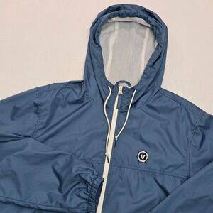 Vissla Mens Windbreaker Jacket Large Blue Full Zip Hooded Mesh Lined M702QCAM